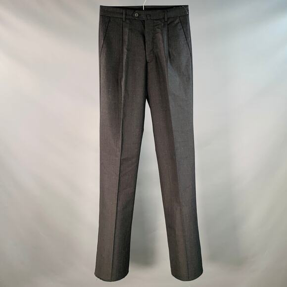 AGNÈS B. Size 28 Grey Charcoal Wool Pleated Tapered Dress Pants - Picture 1 of 3